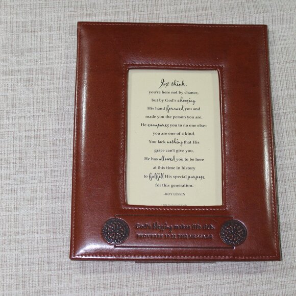 DaySpring 8”x9.5” Leather Frame with Christian Message or 4x6 Picture - LIKE NEW - Picture 1 of 7